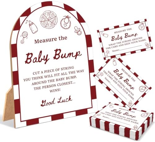 Special Delivery Baby Shower Games, Slice Slice Measure The Baby Bump Game, 6x8 Inch Arch Wooden Sign With Stand And 50 Guessing Cards, Gender Reveal Party Supplies & Decorations - AD07 by Unknown