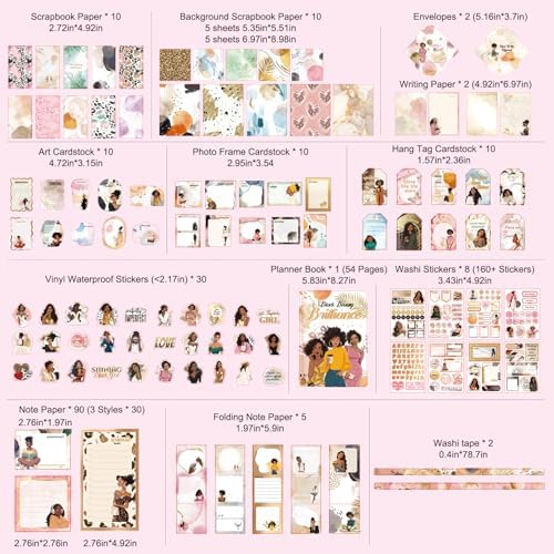 Black Girl Weekly Planner Gift Set - 52 Weeks Undated Planner with 190+ Stickers, Washi Tape, Journal Supplies & Accessories for Teen Girls - Inspirational Productivity Organization Kit, Present Box - Image 2