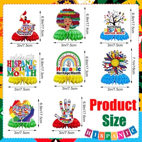 JULMELON 8Pcs Hispanic Heritage Month Decorations, Honeycomb Centerpieces - Image 2