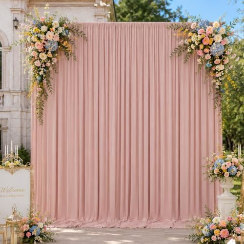 40x10ft Wrinkle Free Dusty Pink Backdrop Curtains for Parties, 8 Panels 5x10ft Silky Polyester Photo Backdrop Drapes Back Drop Cloth Drapery for Wedding Birthday Photography Background - Image 4