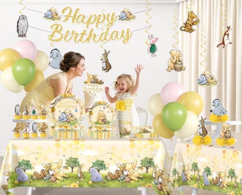 205Pcs Classic Bear Birthday Decorations Tableware Set, 25 Serves - Image 3