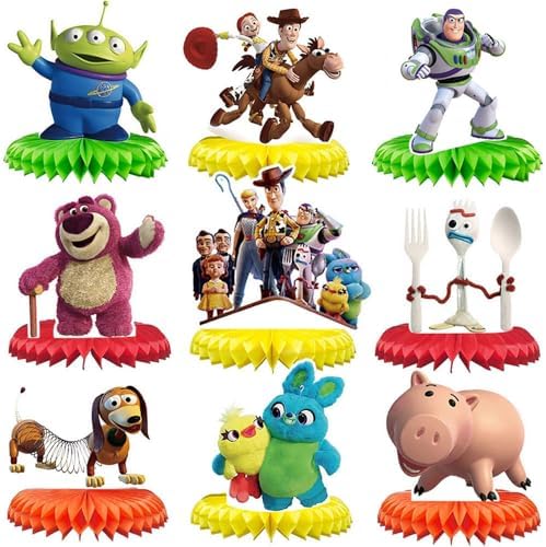 For Toy Story Birthday Party Supplies , 9Pcs Honeycomb Centerpieces for Toy Story Party Decorations, Double Sided Table Decorations Centerpieces Party by Tihufe