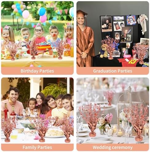 6 Pack Metallic Foil Spary Centerpieces for Tables, Rose Gold Centerpieces for Tables Decorations, Star Brust Table Centerpieces for Birthday Graduation Wedding Baby Shower Party - Image 5