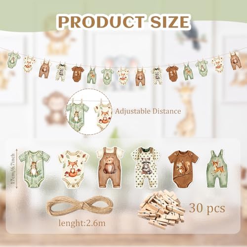 Frienda Woodland Baby Shower Banner Gender Neutral Sage Green Bodysuit Set - Image 2