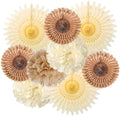 SUNBEAUTY Brown Party Decorations Boho Wedding Party Decor Brown Beige Tissue Pom Poms Paper Fans Hanging Neutral Women Birthday Party Decorations Bridal Shower Baby Shower Rustic Engagement Decor by SUNBEAUTY