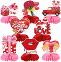 JULMELON 8Pcs Valentines Day Centerpiece for Table 3D Heart Honeycomb Decor by JULMELON