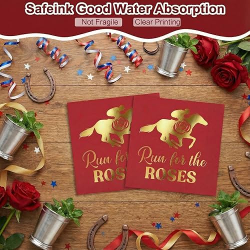 50 Pcs Derby Day Paper Plates and Napkins Set-Gold Foil - Image 4