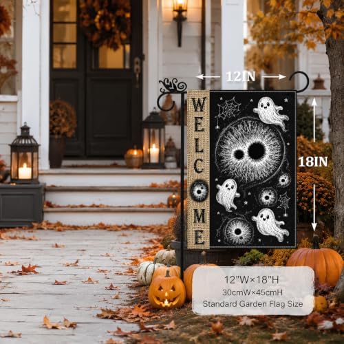 Halloween Garden Flag Ghost Eyeball Gothic Yard Flags for Outside 12x18 - Image 2