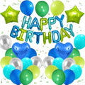 Blue Green Birthday Decorations for Boys Blue Green Silver Birthday Balloon by BTZO