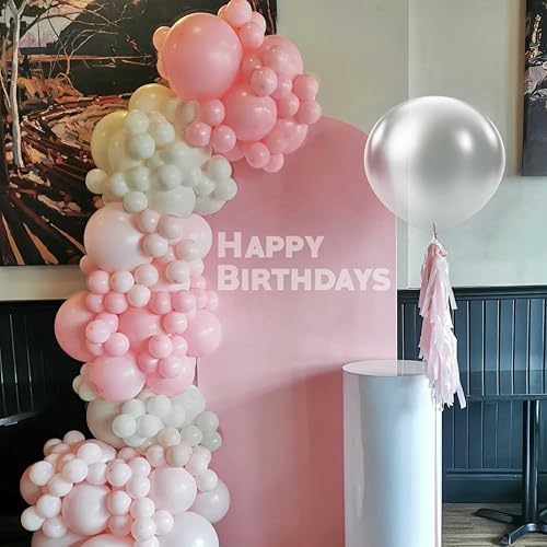 Pink White Balloon Arch Kit, Double Stuffed Pastel Pink Ivory White Balloon Garland, Baby Pink Cream White Balloons with 3pcs 18Inch Clear Balloons for Girls Birthday Baby Shower Party Decorations - Image 6