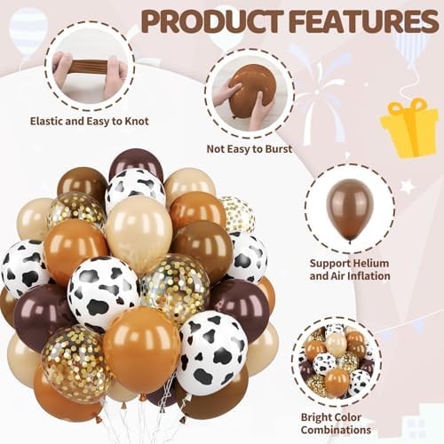 Cow Printed Balloons, 50 Pcs Brown Cow for Western Party Decorations - Image 3