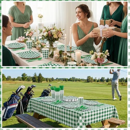 175 Pcs Green Gingham Party Supplies Set For 25 Guests - Image 7