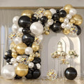 Double Stuffed Black Gold White Confetti Balloon Arch Kit 129 Pcs by Vanjehou
