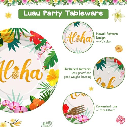 36PCS Aloha Plates Hawaiian Luau Plates for Tropical Party Decorations - Image 3