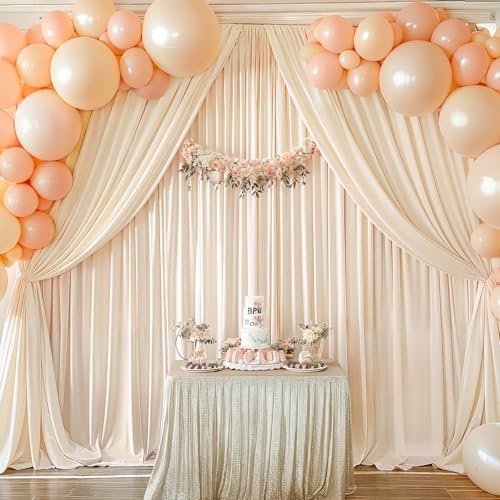 8x10FT Champagne Backdrop Curtains for Wedding Parties, Wrinkle Free Polyester Photography Backdrop Drapes for Baby Shower Birthday Parties Stage Background Stand Decorations 4x10ft,2 Panels - Image 4