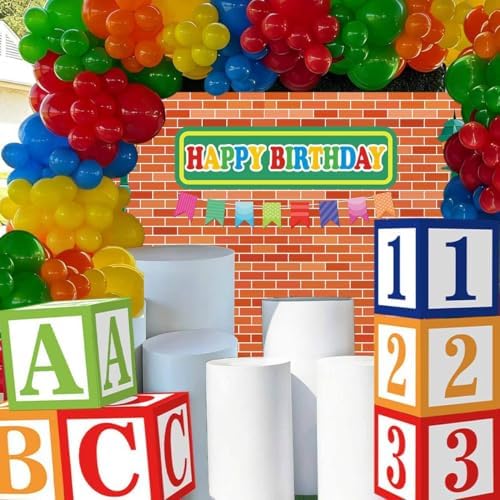 Zliisang153Pcs Red Street Party Balloons Garland Arch Kit 1pcs Birthday Backdrop 6pcs ABC and123 Alphabet Balloons Box Cartoon Kids Birthday Party Decorations - Image 4
