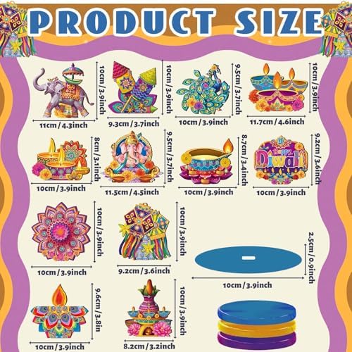 Wesiti 12 Pcs Diwali Table Decorations for Home, Wooden Diwali Centerpiece - Image 2