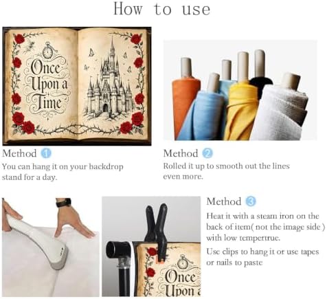 Fairy Tale Castle Book Backdrop 10x8ft Vintage Once Upon a Time Photography Background with Red Roses for Princess Themed Photoshoot Wedding Bridal Shower Photo Booth Props - Image 5