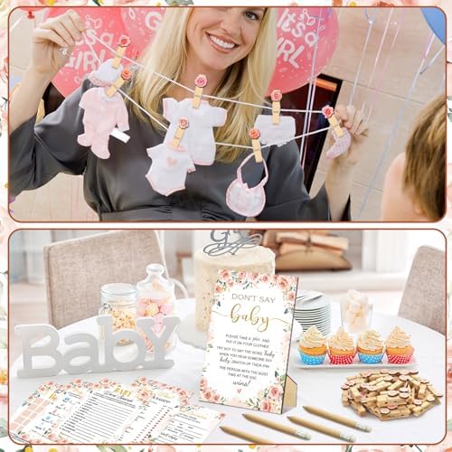Patelai 321 Pcs Baby Shower Games Supplies, Floral - Image 6