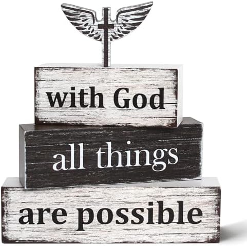 4 Pcs Christian Wooden Tiered Tray Decor, Bible Table Decorations Gifts by Gleegreets