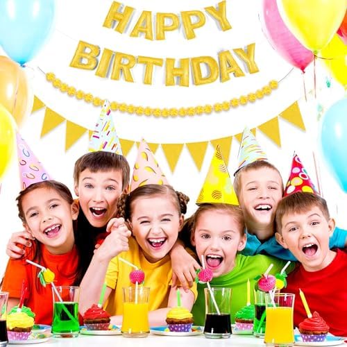 CANREVEL 3 PCS Pre-Strung 3D Happy Birthday Banner Decorations, Gold - Image 7