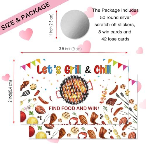50 Pcs Let's Grill & Chill Scratch off Game Cards for BBQ Party - Image 2