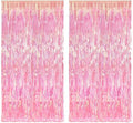 BRAVESHINE Clear Pink Streamers Party Curtain | Iridescent Fringe Backdrop by BRAVESHINE