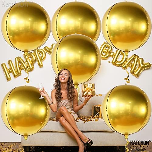 KatchOn Gold Balloons - 22 Inch, Pack of 6, Golden Birthday Party Decor - Image 5