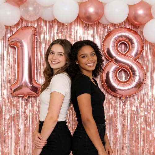 2 Pack Thickened Rose Gold Metallic Foil Fringe Curtains Streamer Rip Resistant Shimmer Tinsel Photo Booth Backdrop for Birthday Wedding Christmas Bachelorette Party Decorations 3.28ft x 6.56ft - Image 4