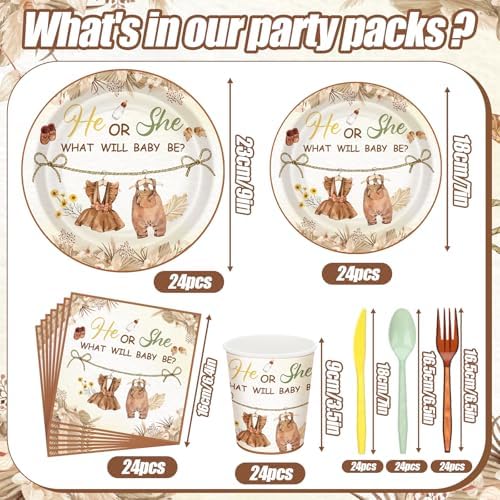 168 Pcs Boho Clothes Gender Reveal Party Favors Serve 24 - Image 2