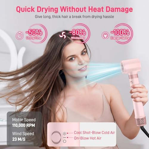 MESCOMB 5 in 1 Hair Dryer and Straightener, Hot Air Styler Wrap - Fast Drying, 1400W Air Dryer with Straightener, Frizz-Free Blowout Brush（Pinkish Purple） - Image 4