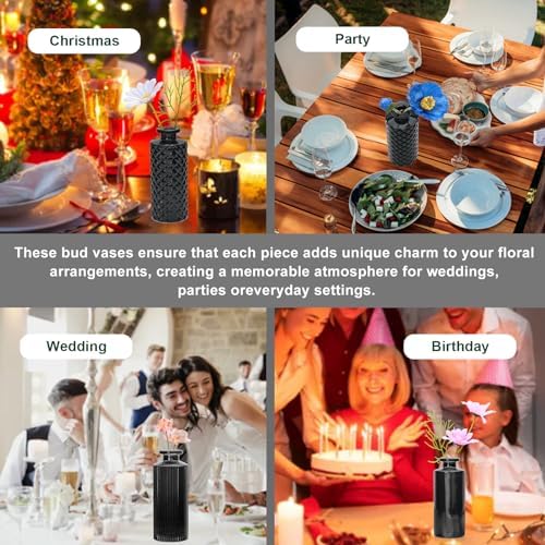 Glass Bud Vase Set in Bulk, 9pcs Mini Vintage Flower Vases - Image 5