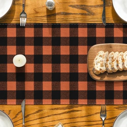 Artoid Mode Orange and Black Buffalo Check Summer Table Runner 13x72 Inch - Image 7