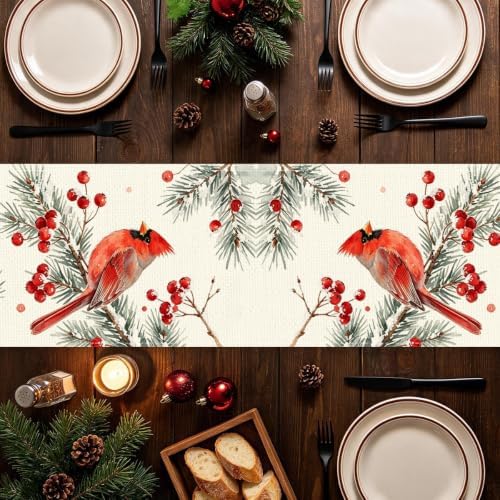 Christmas Cardinal Table Runner Winter Cardinal Christmas Party Decorations - Image 4