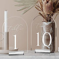 Clear Arch Table Numbers for Wedding, 5x7 Inch Arched Acrylic Table Numbers 1-10 with Stands, Clear Acrylic Arch Sign with Holder for Centerpiece, Reception, Wedding, Party, Event by JINMURY