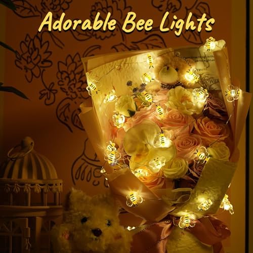 Bee Decor String Lights with Twinkling 10Ft 30Leds Battery Operated Spring Bee Bumble Cottage Core Decor Honey Gifts for DIY, Home, Classroom, Birthday, Party, Wedding, Christmas Tree - Image 3