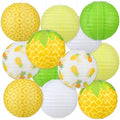 Panelee 12 Pcs Pineapple Party Decorations Hawaiian Party Hanging Supplies 8 Inches Round Paper Lanterns for Tropical Luau Birthday Holiday Bachelorette Decor Supplies by Panelee