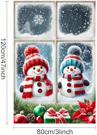 BlissYard Snowman Duo Christmas Window Banner 31x47 Polyester - Image 3