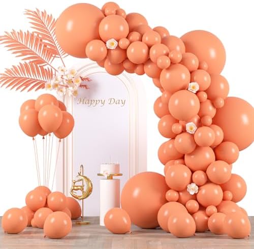 Voircoloria 130pcs Peach Balloons Garland Arch Kit, 18 12 10 5 Inch by Voircoloria