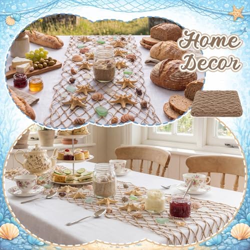 SATINIOR 6 Pcs 12 x 108'' Fishing Net Table Runner Party Decor, Linen - Image 5