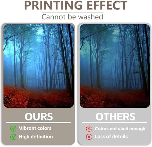 Misty Forest Backdrop Halloween Eve Dark Blue Fog Fall Autumn Maple Leaves Woods Background for Thanksgiving Party Photography Studio Photo Booth Props 5x4ft - Image 5