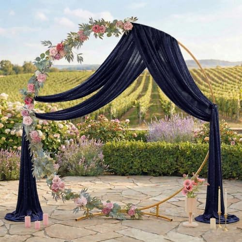 Pack of 1 Wedding Arch Drape Panel Fabric 30" x 40ft - Navy Blue - Image 3