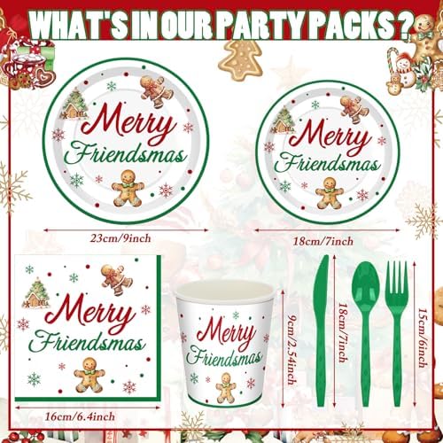 168 Merry Friendsmas Party Supplies Gingerbread Party Decoration - Image 2