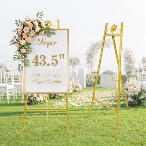 Gold Wedding Sign Stand 43.5Inch Easel Display Stand with Ground Stakes by Unknown