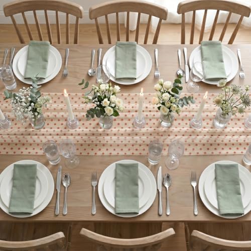 Artoid Mode Beige Gauze Flocking Caramel Dots Table Runner 10FT,Seasonal Sheer Dining Table Decor for Wedding Anniversary Holiday Birthday Home Party - Image 4