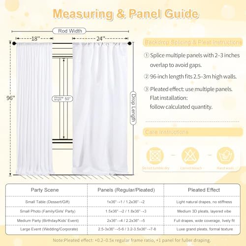 3x8FT White Backdrop Curtains 2 Panels White Wedding Sequin Fabric Drapes - Image 5