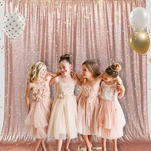 PartyDelight Rose Gold Sequin Backdrop 6x8ft Sparkly Photo Curtain - Image 3