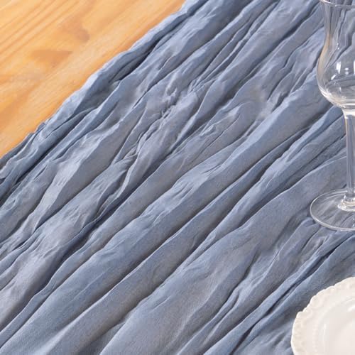 DeZerlor Dusty Blue Cheesecloth Table Runners 10 Pack Summer Boho Runners - Image 6