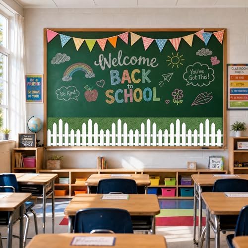 20Ft Picket Fence Bulletin Board Decoration, Back to School Decor Kit - Image 3