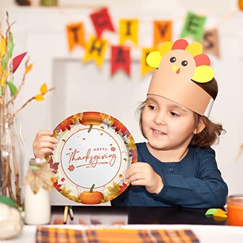 Thanksgiving Plates and Napkins Gatherfun Maple Leaves Disposable Paper Plates Napkins Cups plastic Tablecloth for Thanksgiving Dinner Party Decorations Serve 25 - Image 6